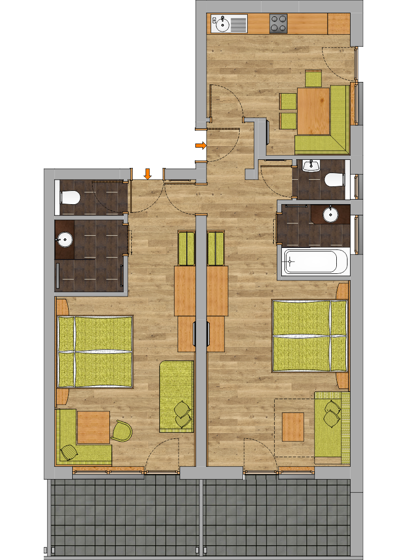 Grundriss Appartement-Suite Planai