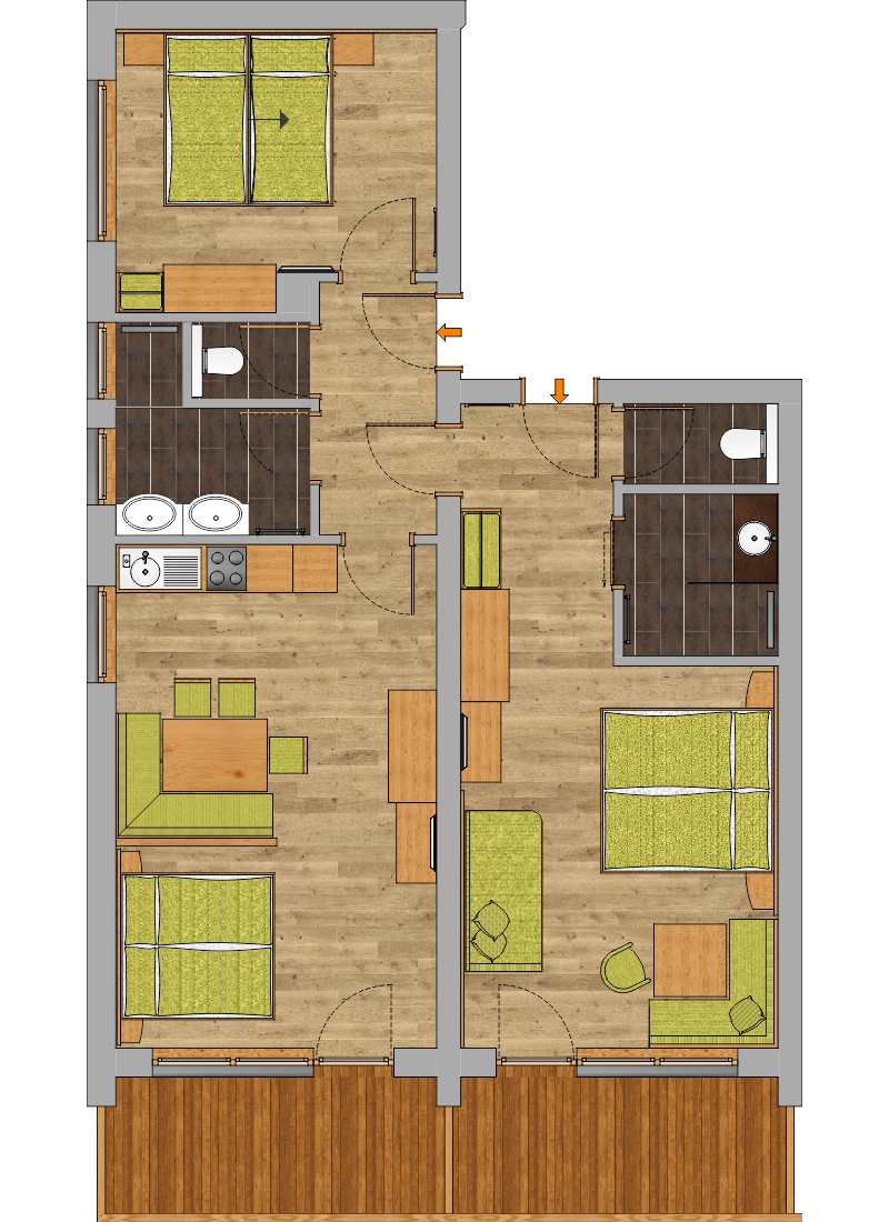 Grundriss Appartement-Suite Hochwurzen